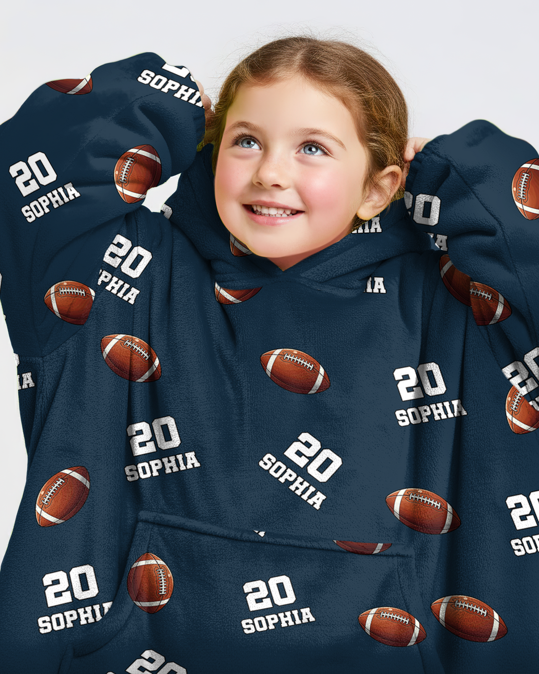 Football Pattern Personalized Blanket Hoodie