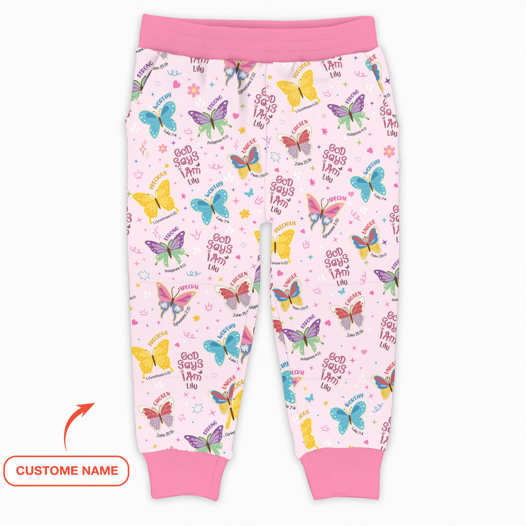 God Says I Am Girl Custom Name Jogger