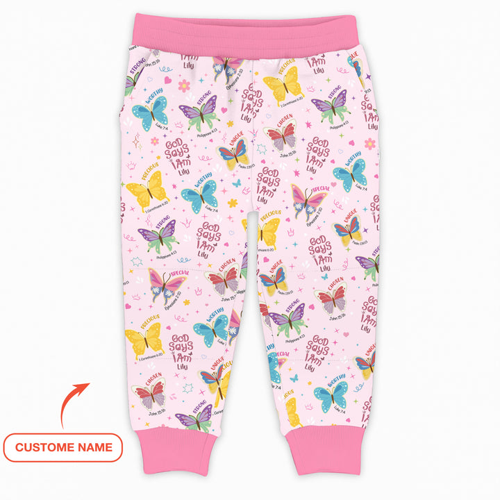 God Says I Am Girl Custom Name Jogger