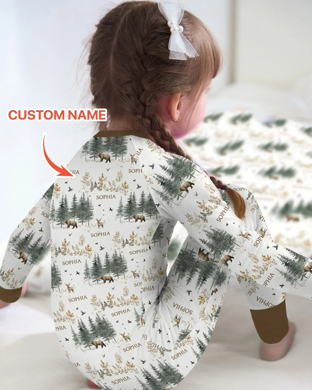 Custom Name Forest Bear Deer Bamboo Convertible Zippy