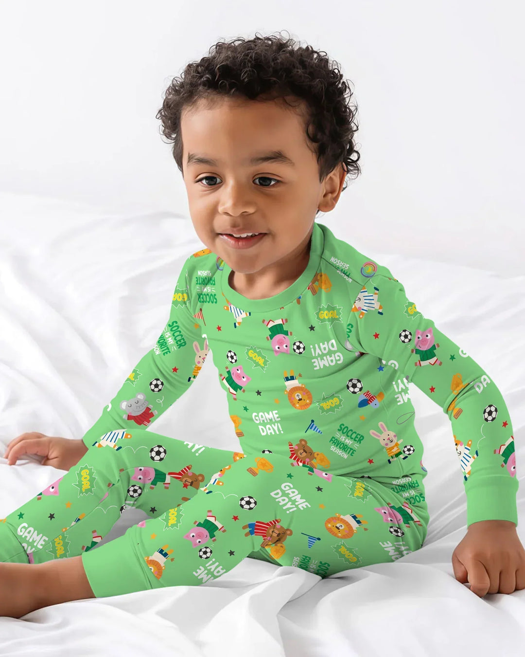 The World Cup Soccer Animals Bamboo Two Piece Long Sleeve Pajama Set