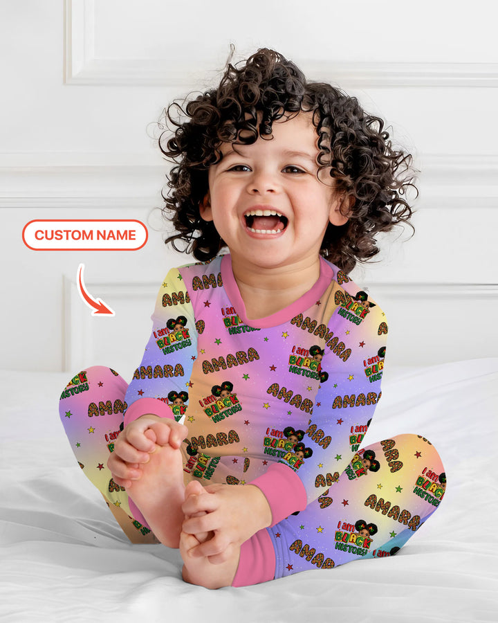 Custom Name I Am Black History Custom Two Piece Long Sleeve Pajama Set