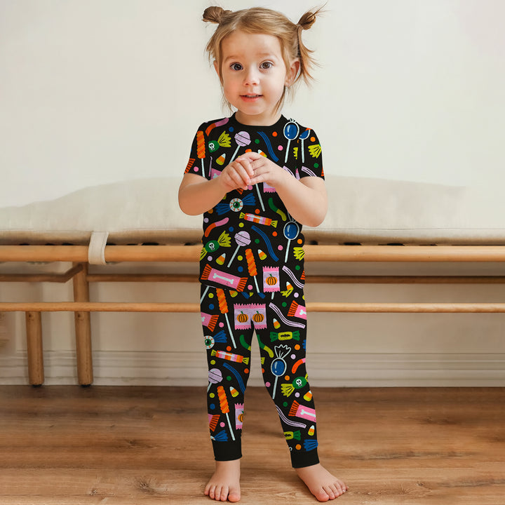 Trick or Treats Two Piece Short Sleeve Pajama Set For Haloween