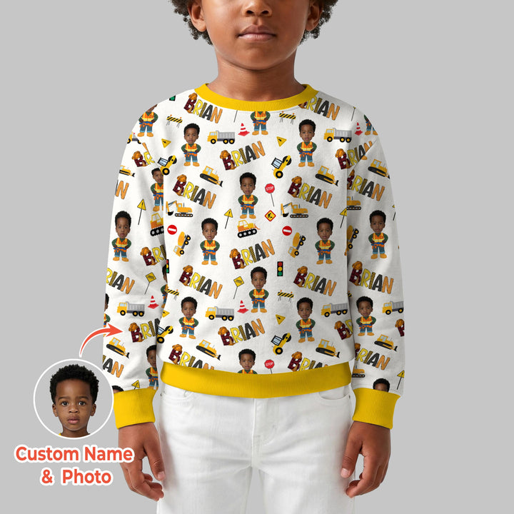 Custom Photo Doodle Little Builder Crewneck Sweatshirt