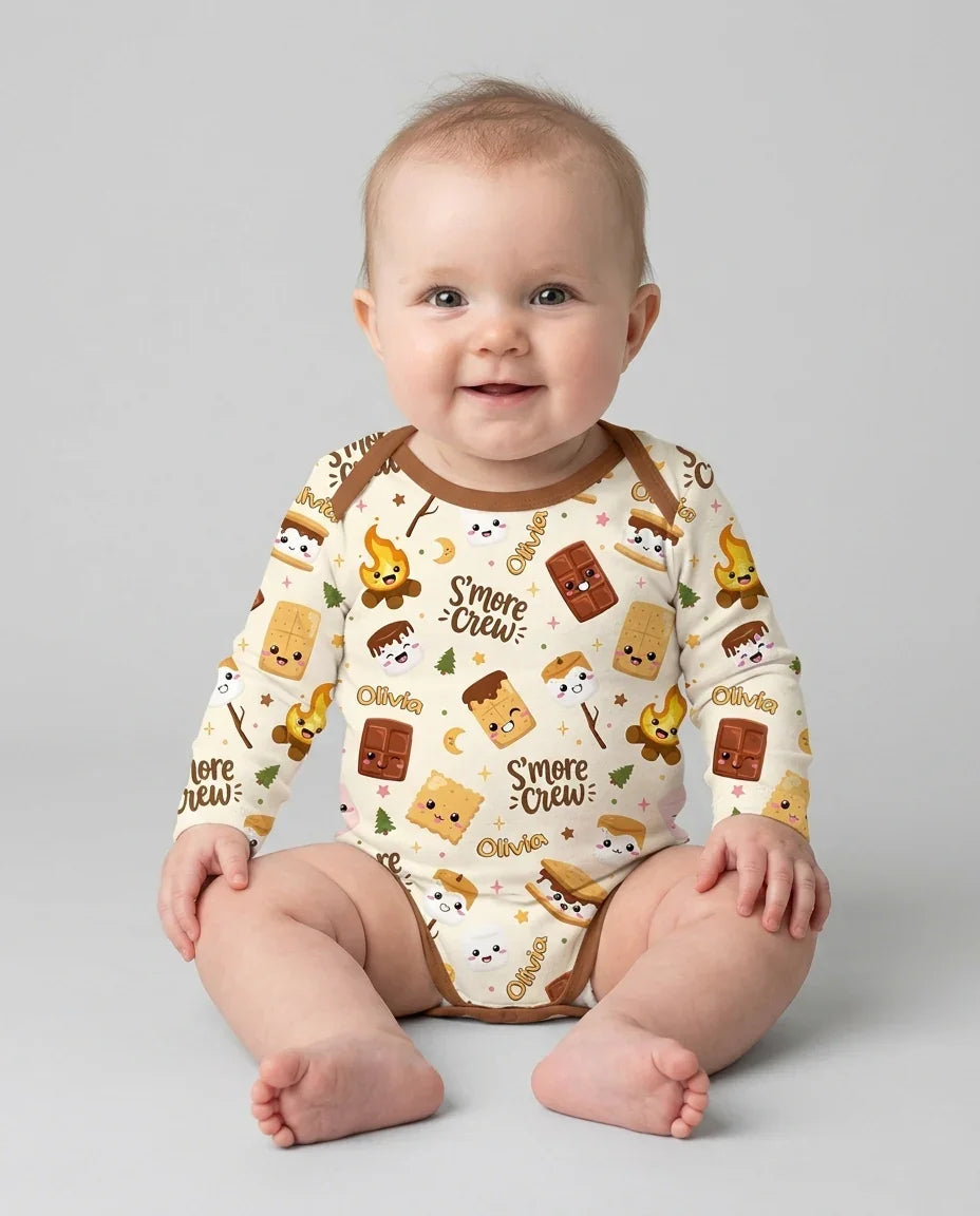 Custom Name Kawaii S'more Crew Family Matching Bamboo Bodysuit