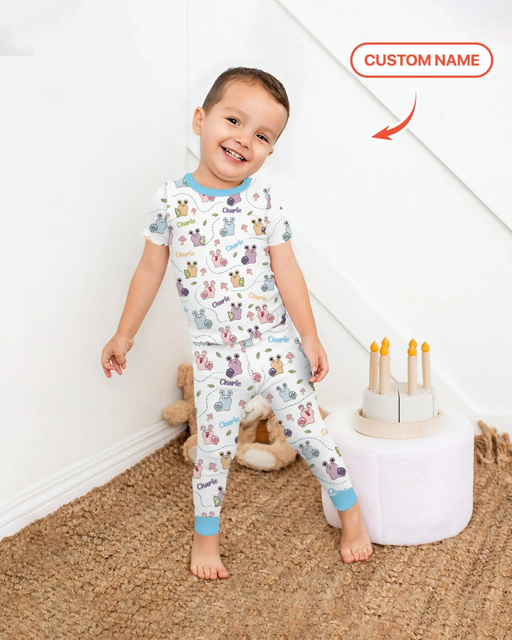 Custom Name Snailed it! Bamboo Two Piece Short Sleeve Pajama Set