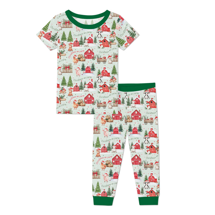 Christmas on Farm Two Piece Short Sleeve Pajama Set