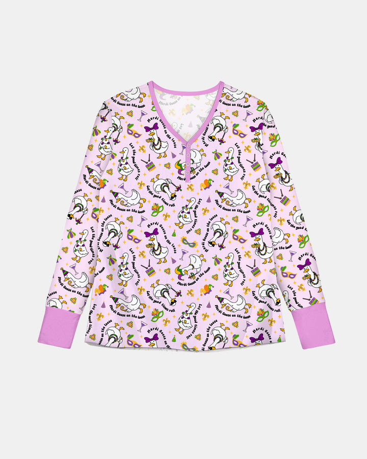 Mardi Gras Silly Goose Women Pajama Set