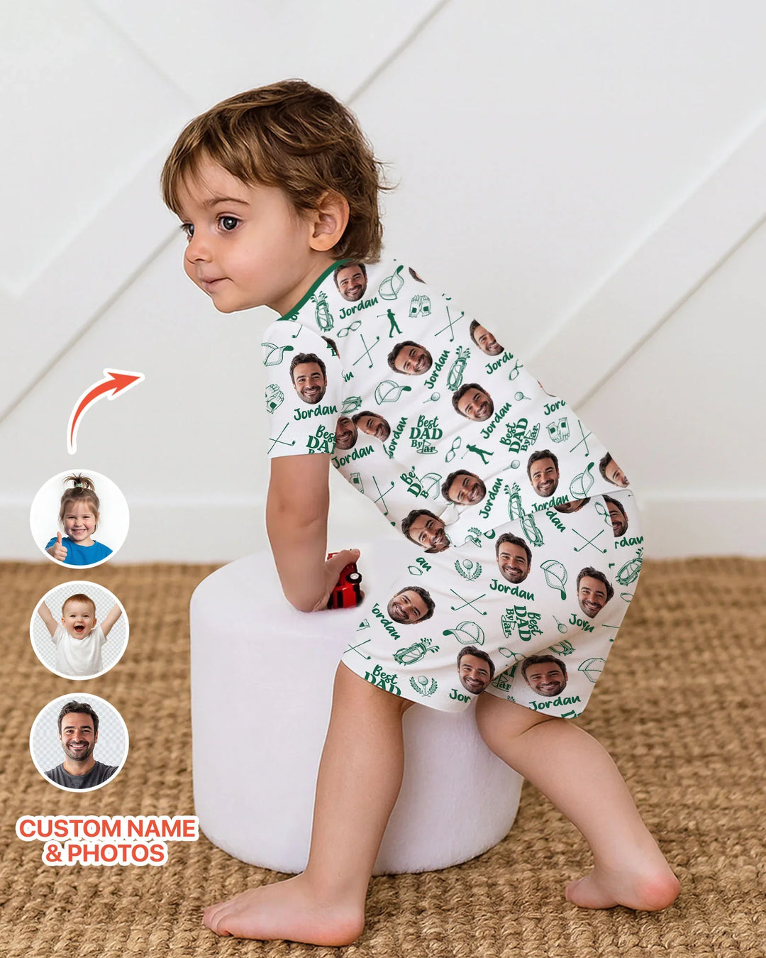 Custom Photo Best Dad By Par Bamboo Two Piece Short Sleeve Shorts Pajama Set