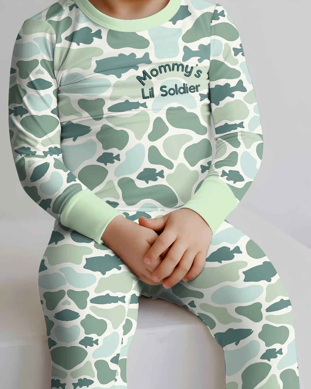 Lil Soldier Embroidered Bamboo Two Piece Long Sleeve Pajama Set