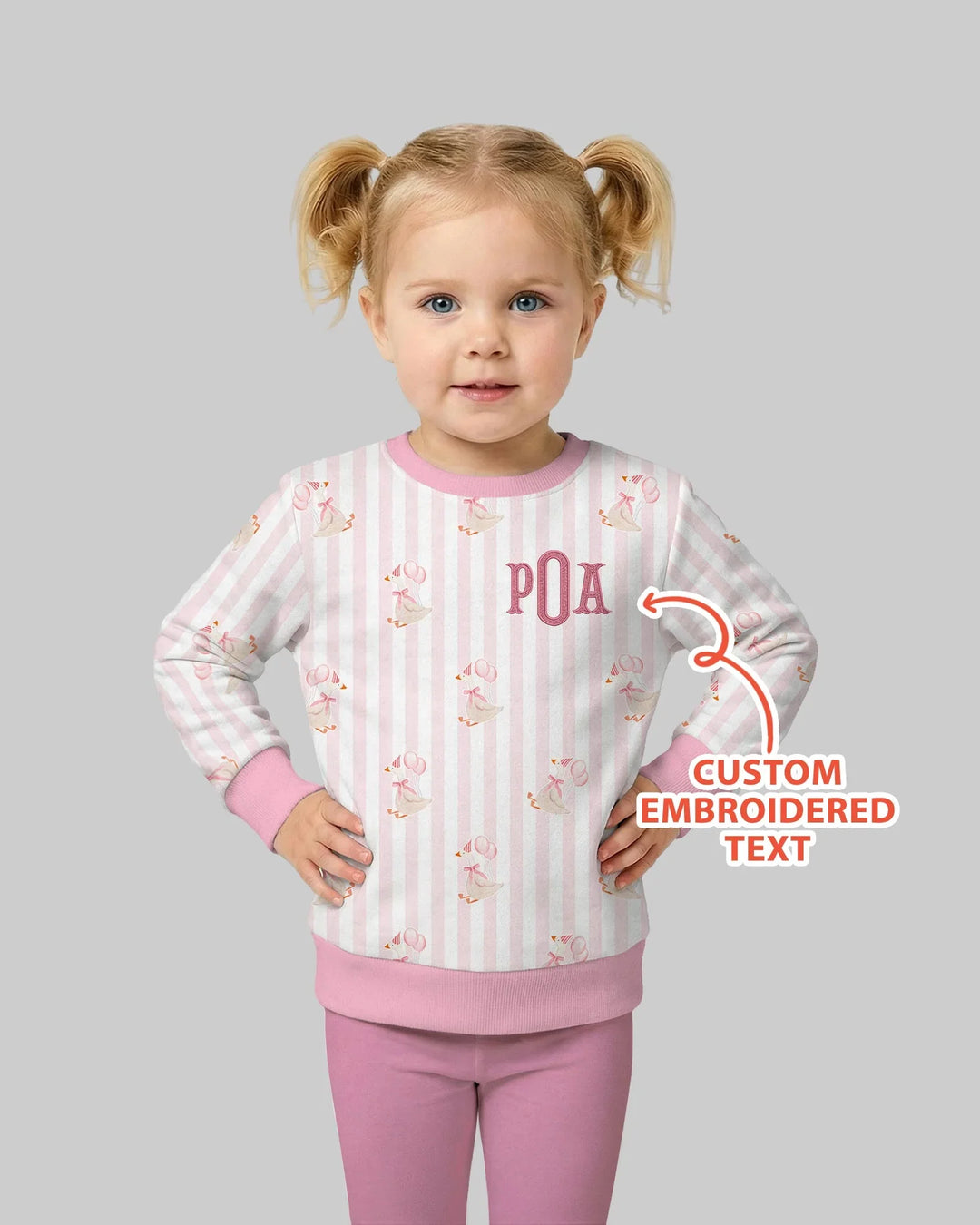 Sudadera de bambú con cuello redondo para niña de cumpleaños, bordada con nombre personalizado