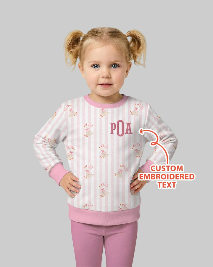 Sudadera de bambú con cuello redondo para niña de cumpleaños, bordada con nombre personalizado