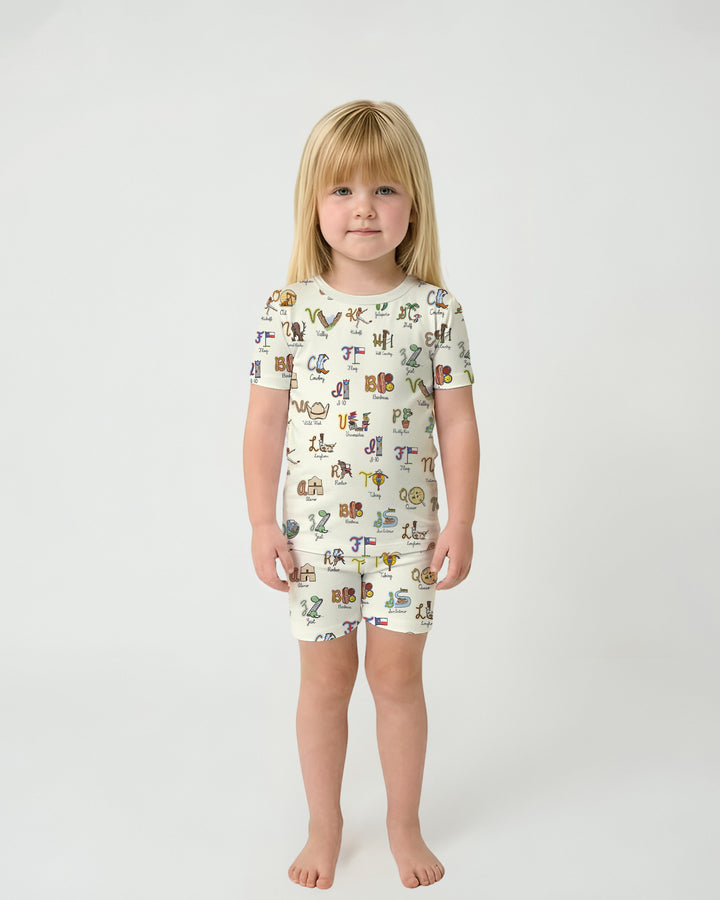 Texas Alphabet Bamboo Two Piece Short Sleeve Shorts Pajama Set