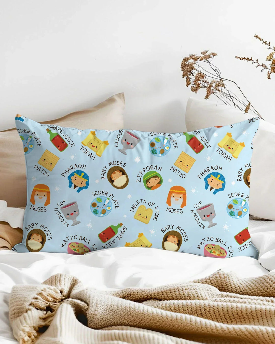 Cute Passover Characters Pillow Case