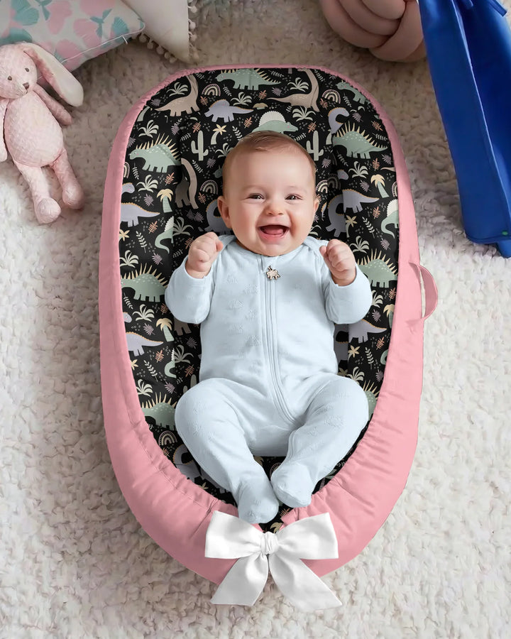 Navy Jurassic Jungle Bamboo Baby Nest Bed