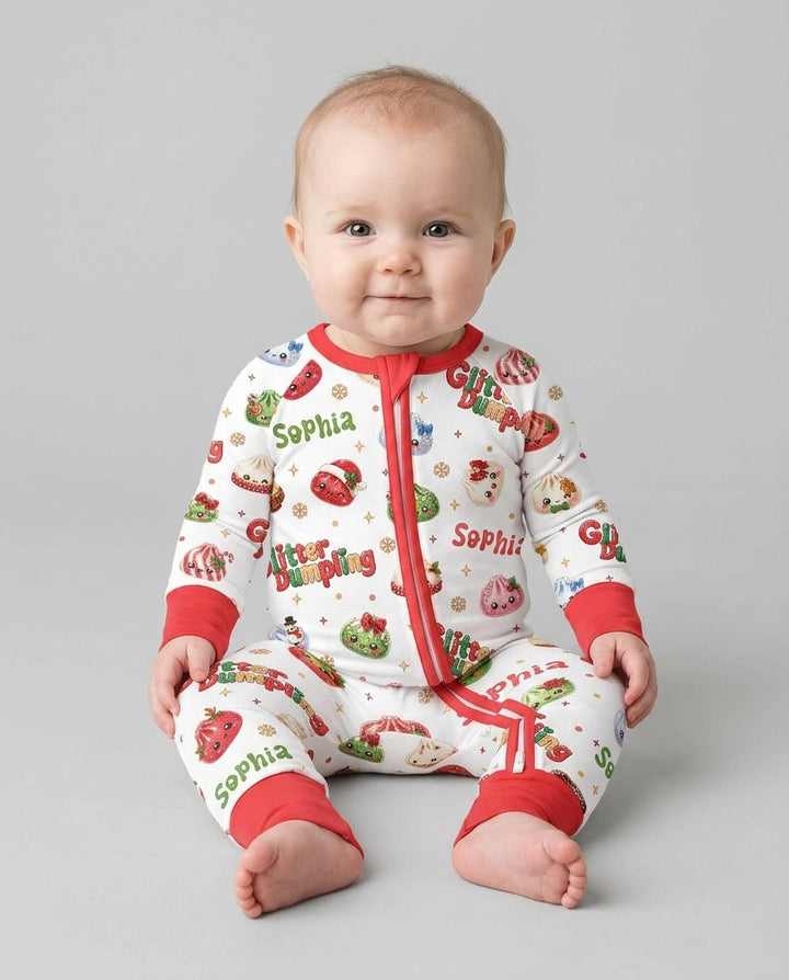 Custom Name Glitter Christmas Dumpling  Bamboo Convertible Zippy