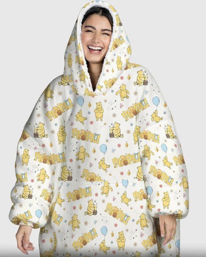 Mama & Mini Honey Bear Wearable Bamboo Blanket Hoodie