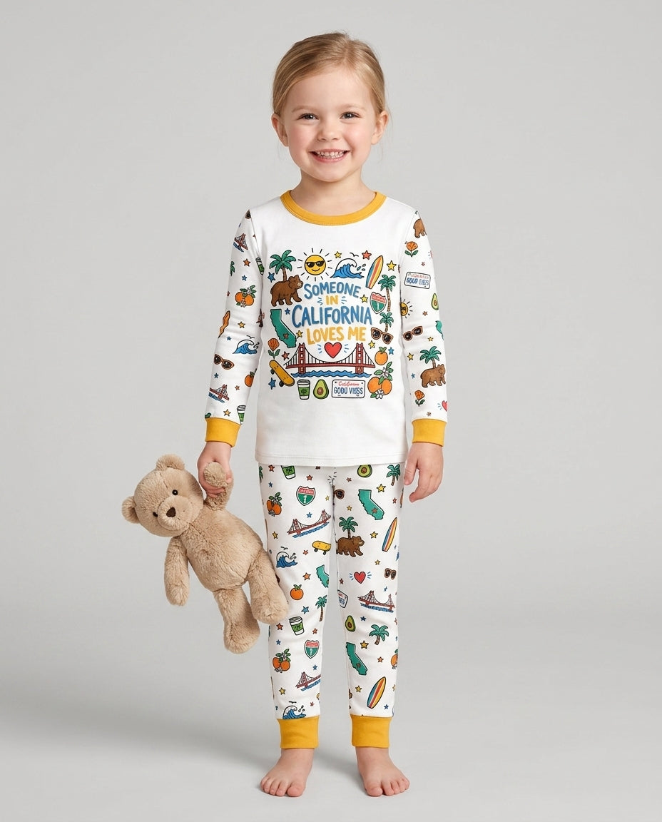 Someone in California Loves Me Bamboo Two Piece Long Sleeve Pajama Set (A)