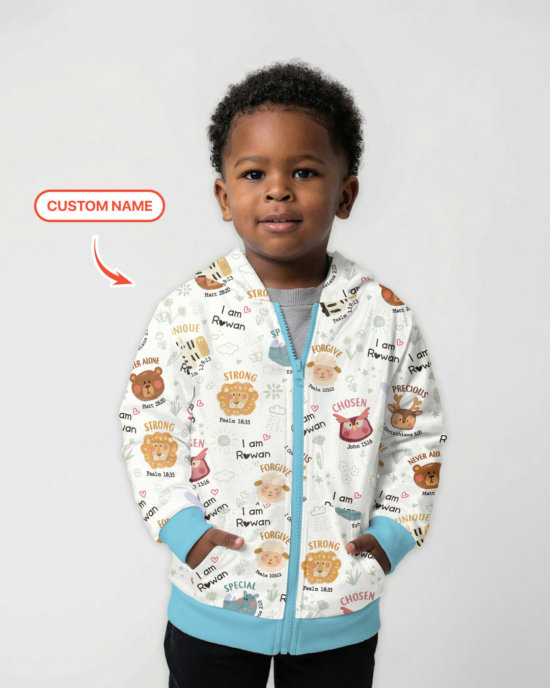 God’s Little Zoo Custom Name  Zip Hoodie