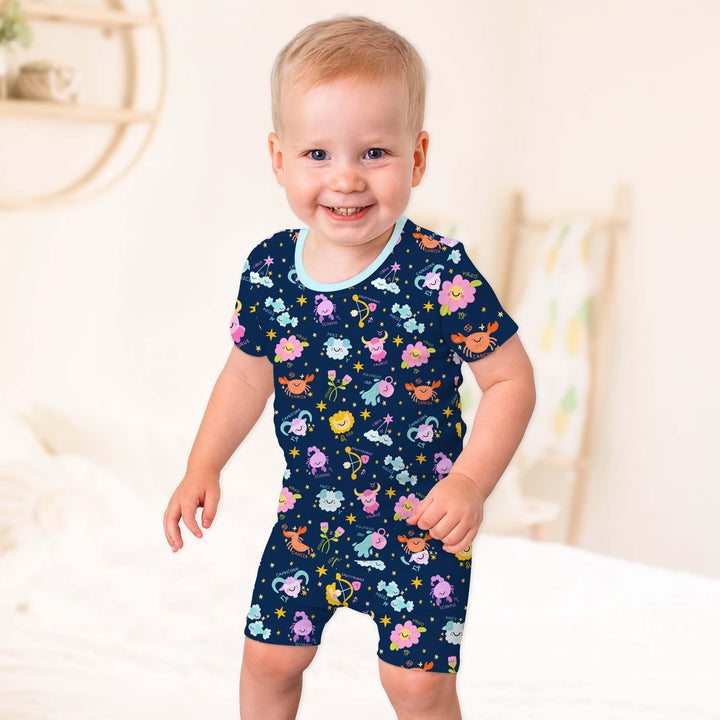 Zodiac Signs Two Piece Short Sleeve Shorts Pajama Set