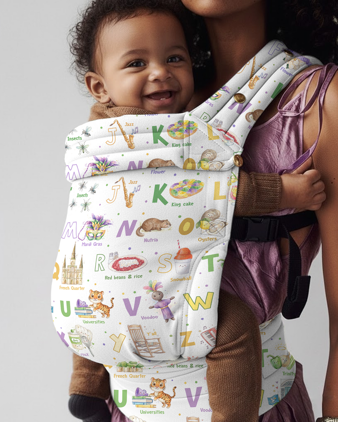 Mardi Gras Alphabet Celebration Baby Carrier