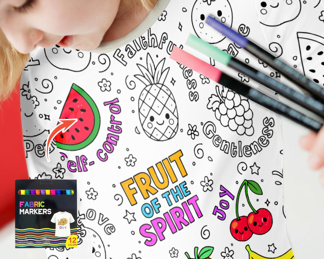 All Colorable Fruit of the Spirit Two Piece Long Sleeve Pajama Set