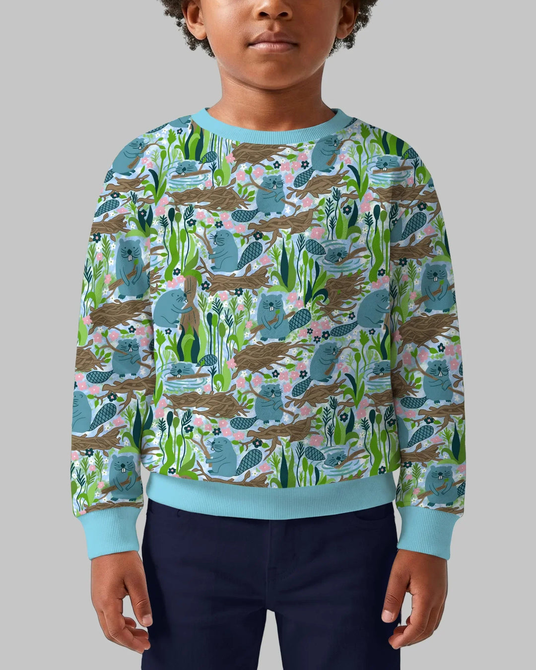 Sudadera con cuello redondo de bambú Little Dam Builders