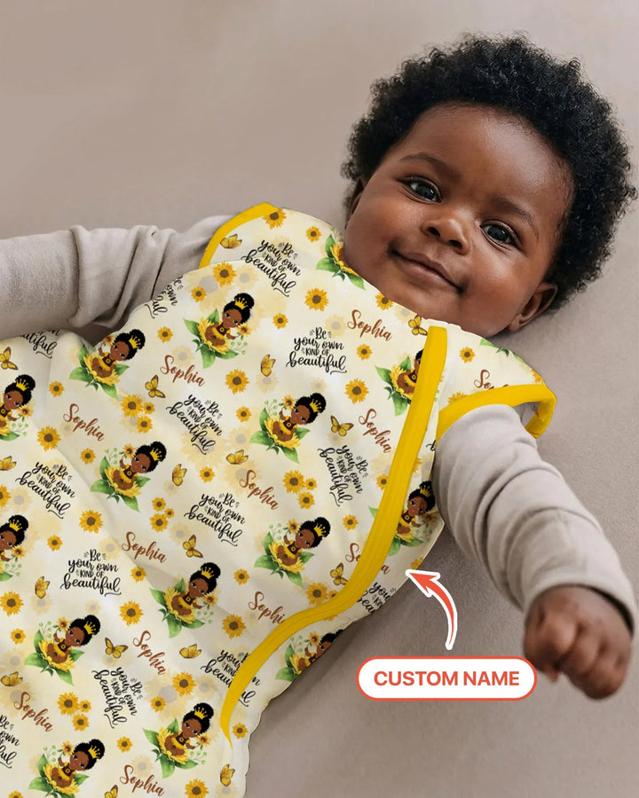 Custom Name Sunflower Queen Bamboo Sleep Bag