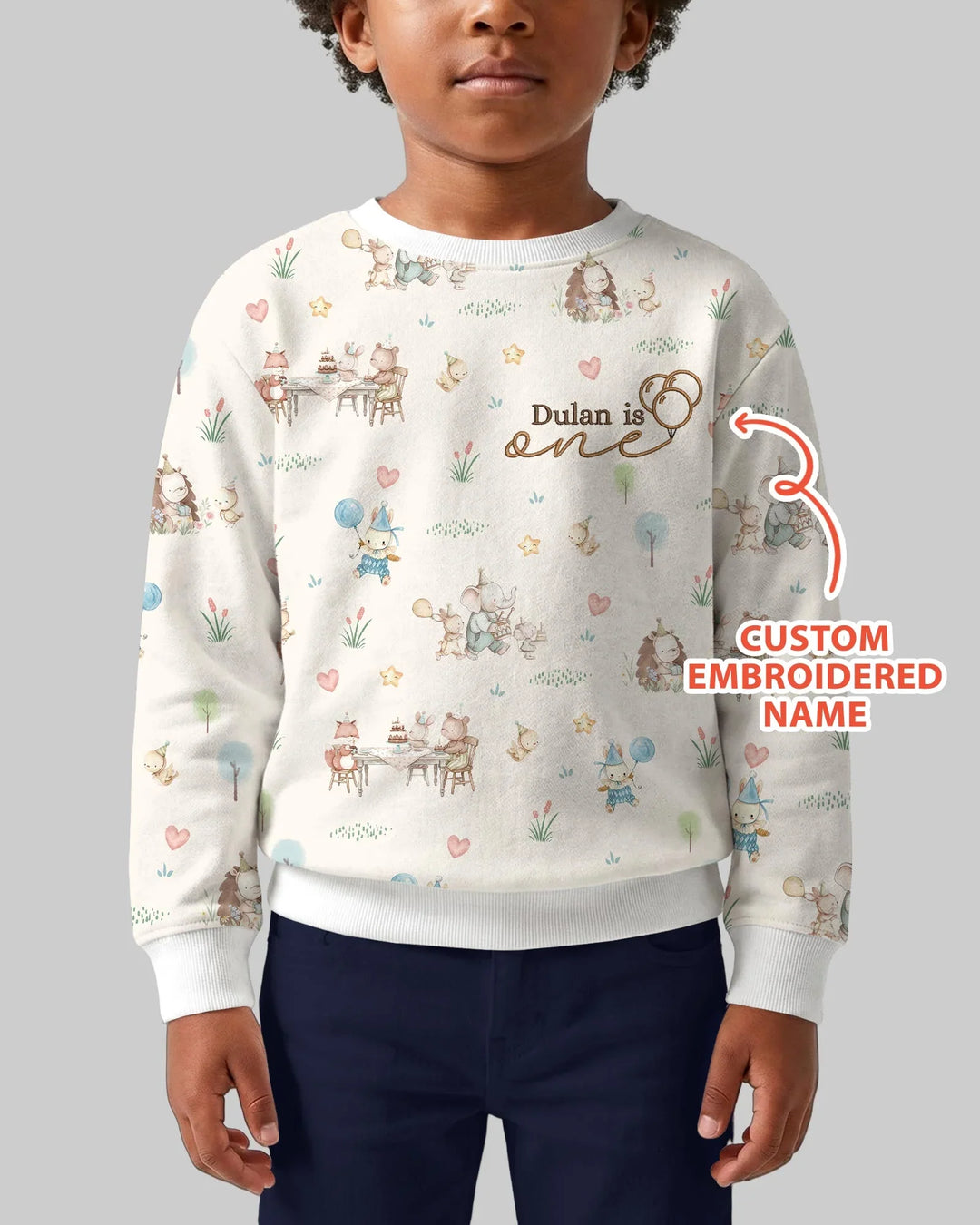 Custom Embroidered Name Birthday Baby Bamboo Crewneck Sweatshirt