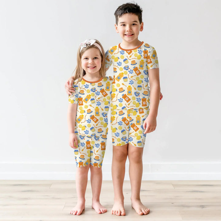 Honey Bear Bottle Two Piece Short Sleeve Shorts Pajama Set