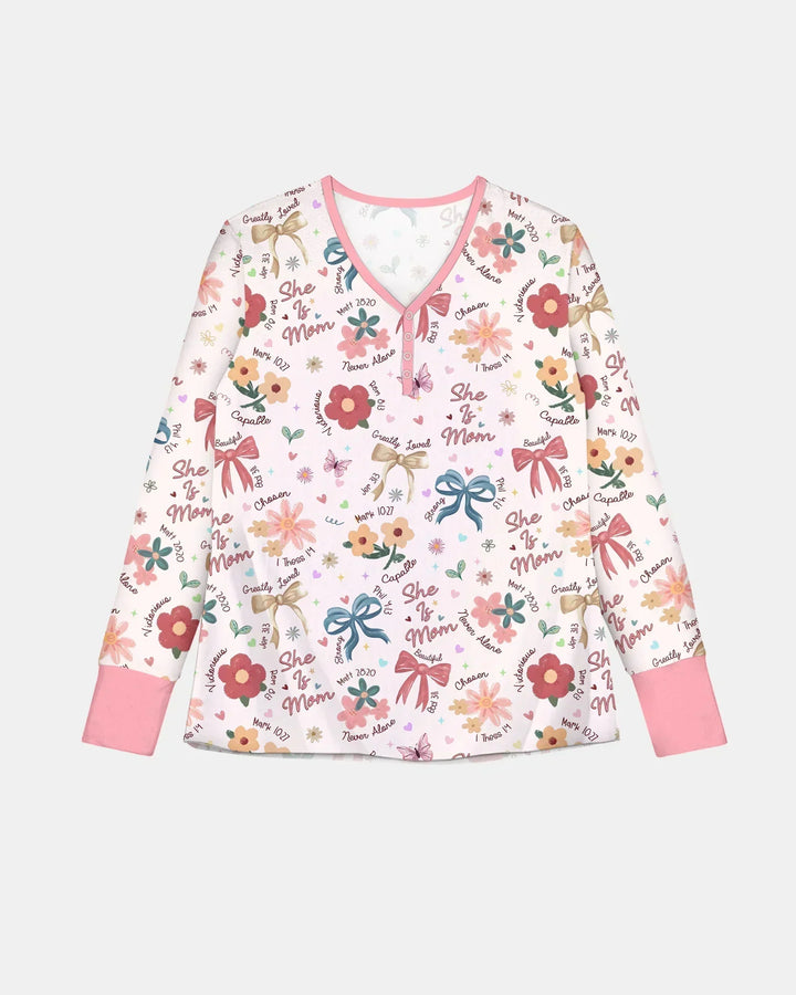 She Is Mom Conjunto de pijama de bambú para mujer