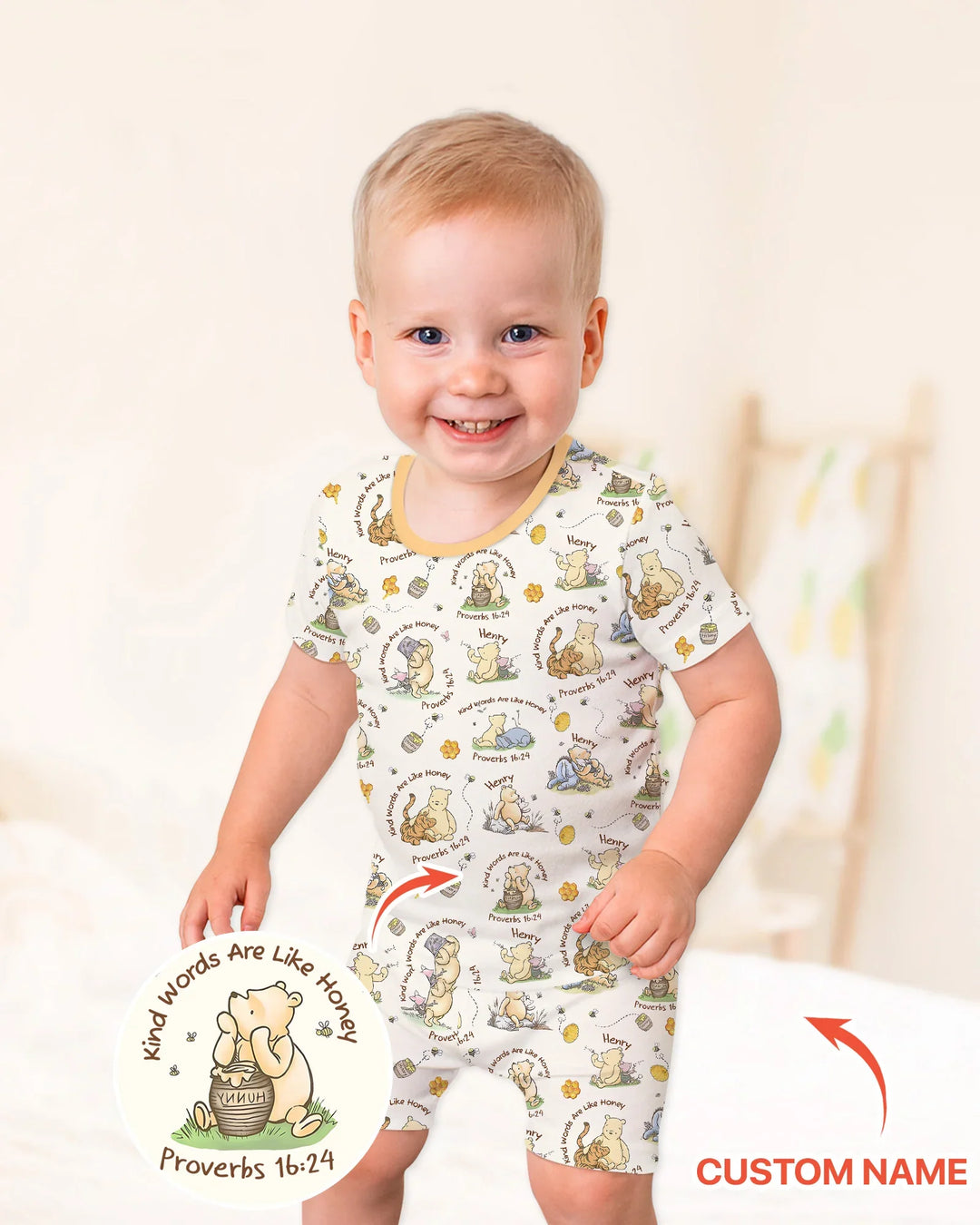 Kind Words Are Like Honey Custom Name Bamboo Two Piece Short Sleeve Shorts Pajama