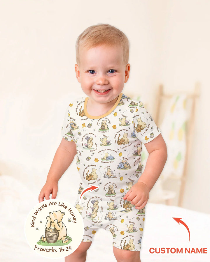 Kind Words Are Like Honey Custom Name Bamboo Two Piece Short Sleeve Shorts Pajama