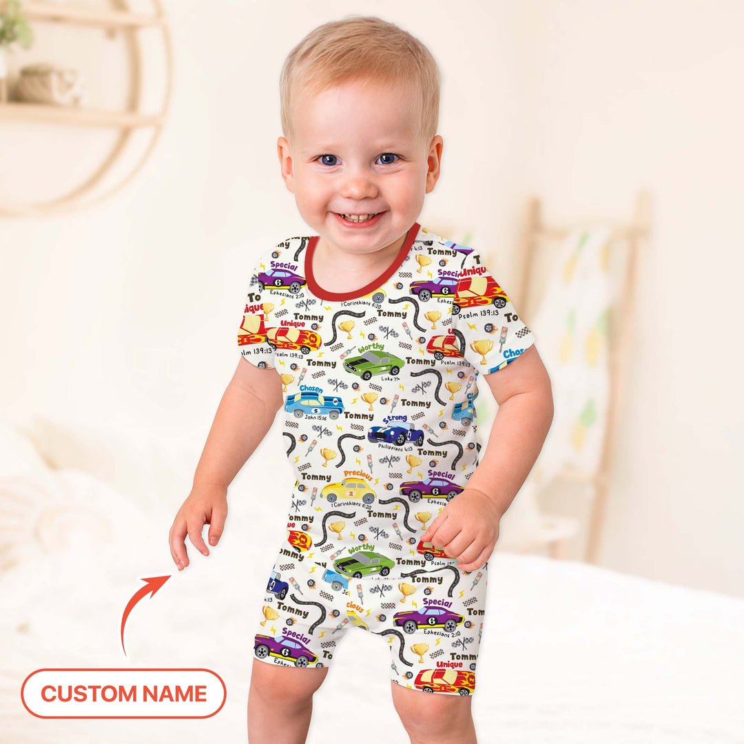 Racing Fun God Says I Am Custom Name Two Piece Short Sleeve Shorts Pajama Set