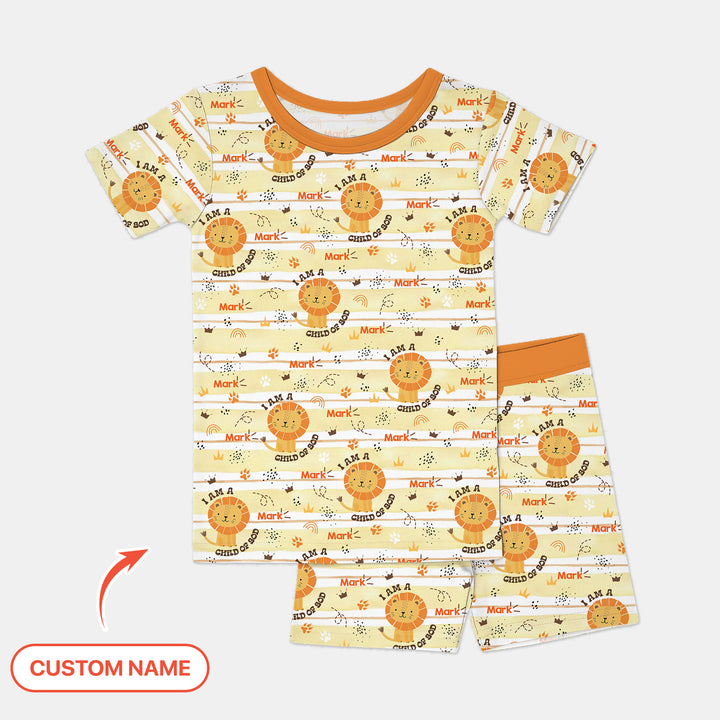 I Am A Child Of God Custom Name Boy Two Piece Short Sleeve Shorts Pajama Set