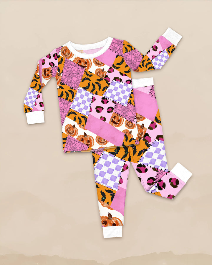 Halloween Patchwork Two Piece Long Sleeve Pajama Set