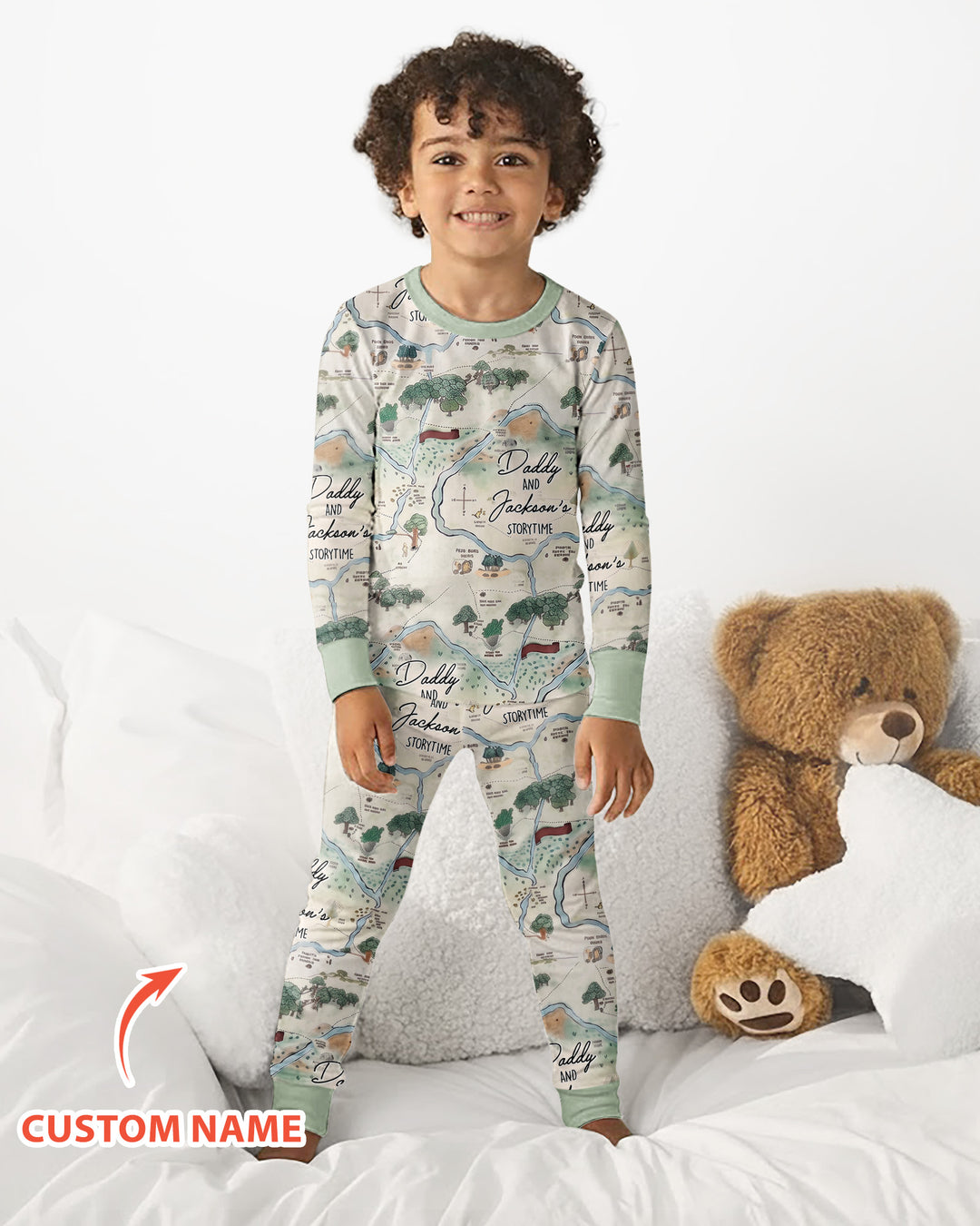 Conjunto de pijama de dos piezas de bambú con mangas largas, plantilla PERSONALIZADA