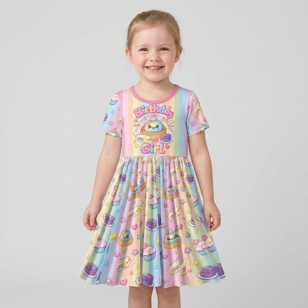 Personalized Squishy Party Birthday Girl Bamboo Twirl Dress