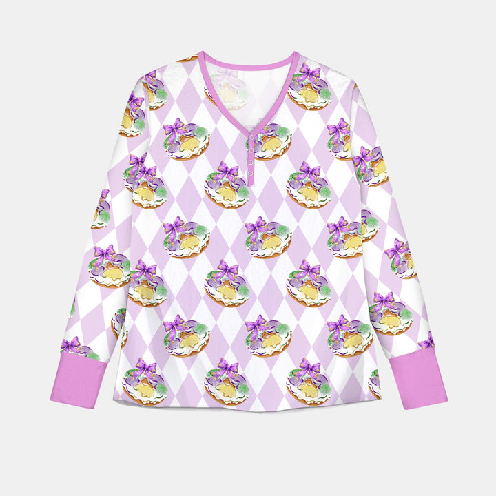 Mardi Gras Donut  Women Pajama Set