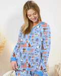 Conjunto de pijama de mujer de bambú, patriótico e icónico, dibujado a mano