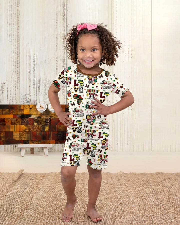 Juneteenth Breaking Every Chain Bamboo Two Piece Short Sleeve Shorts Pajama Set