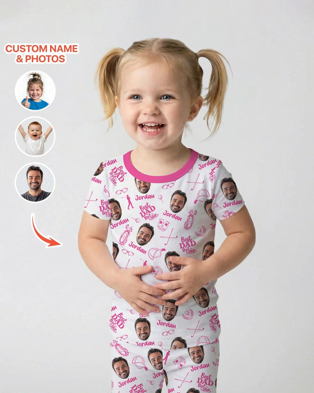 Custom Photo Best Dad By Par Bamboo Two Piece Short Sleeve Pajama Set