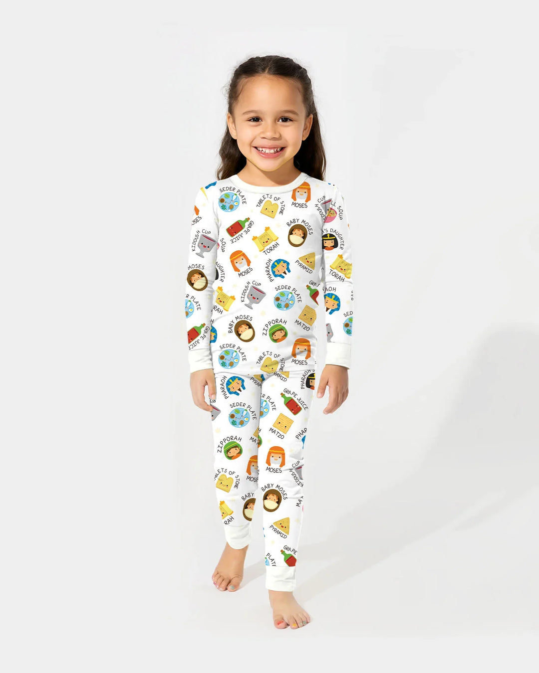 Cute Passover Characters Bamboo Two Piece Long Sleeve Pajama Set