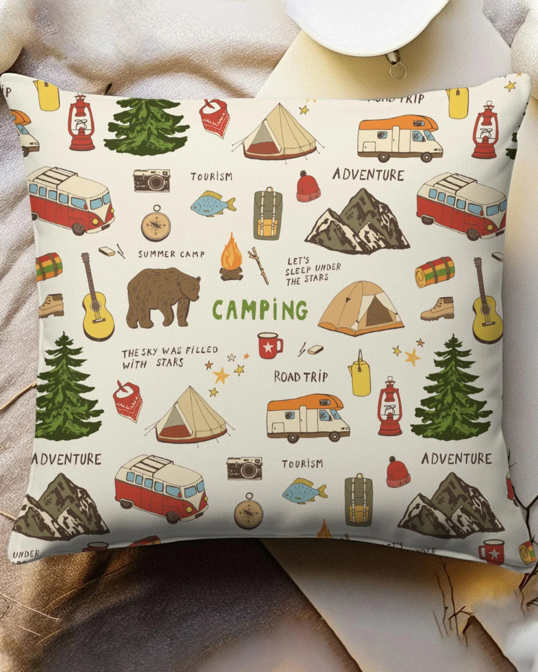 Outdoor Camping Adventure Family Matching Bamboo Pillow Case