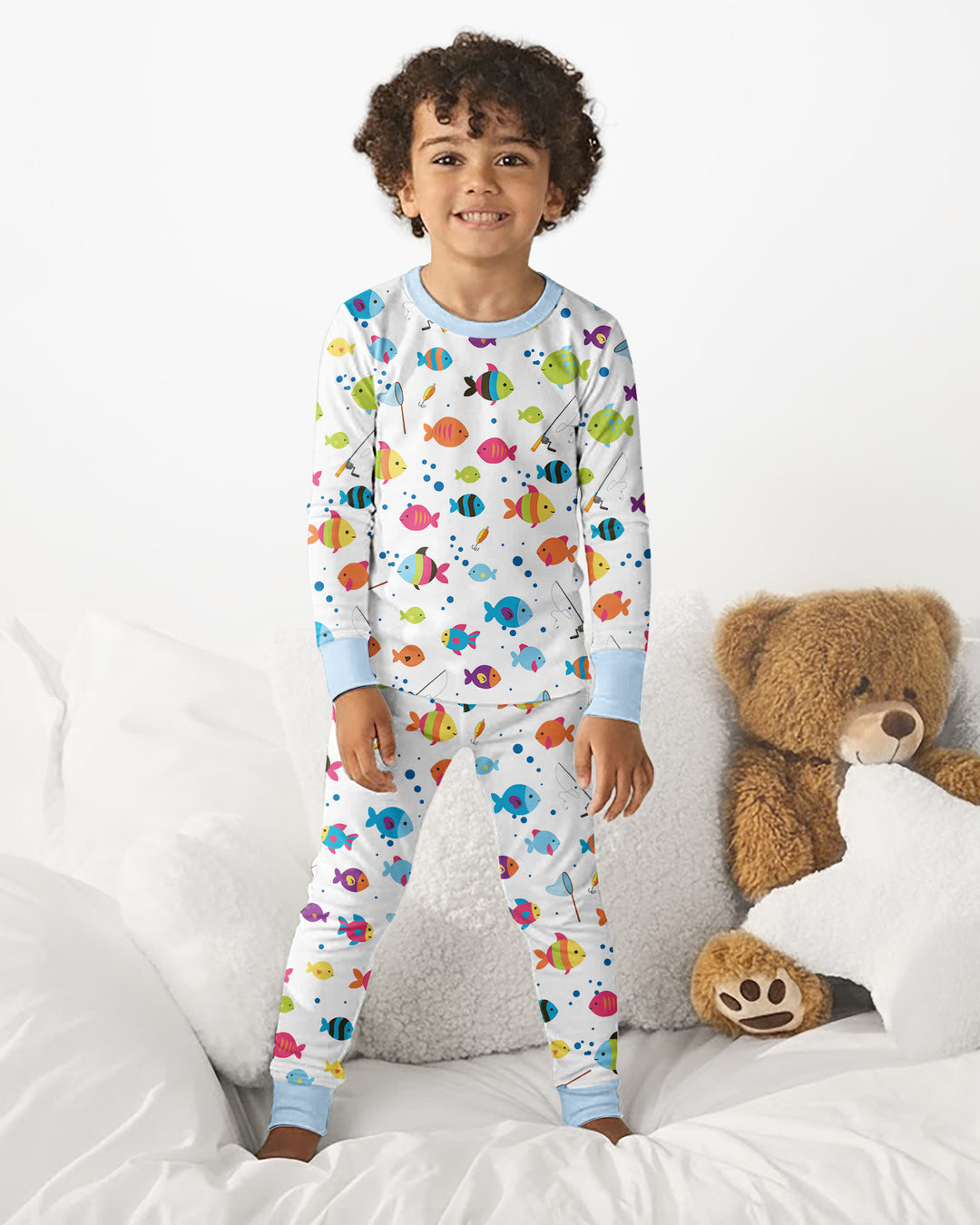 Conjunto de pijama de dos piezas de bambú con mangas largas, plantilla PERSONALIZADA