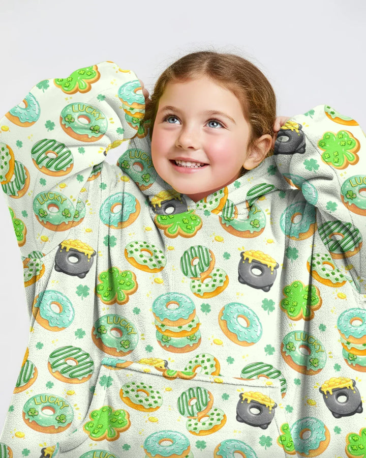 St. Patrick's Day Donut Wearable Blanket Hoodie