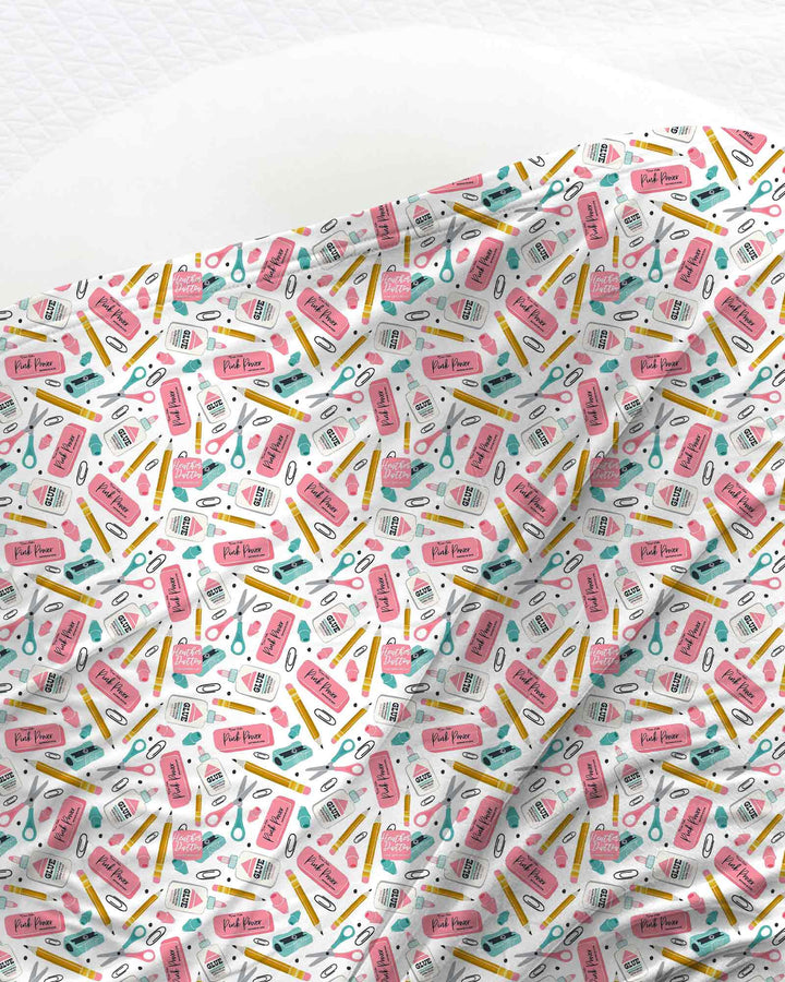 Pink Power School Supplies swaddle blanket