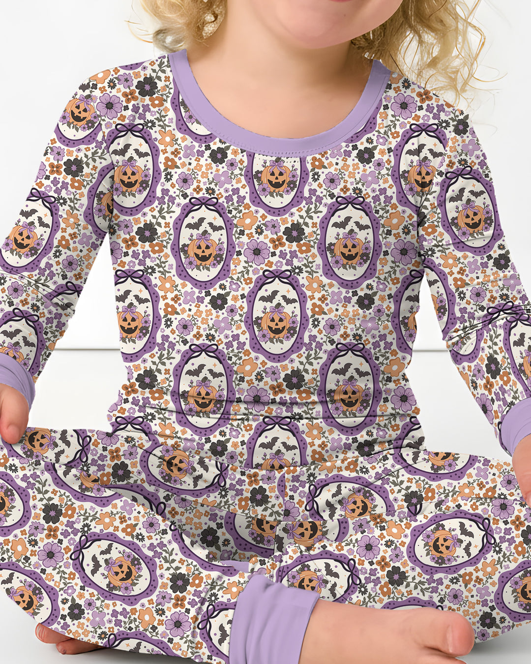 Pumpkin Cameo Garden Bamboo Two Piece Long Sleeve Pajama Set
