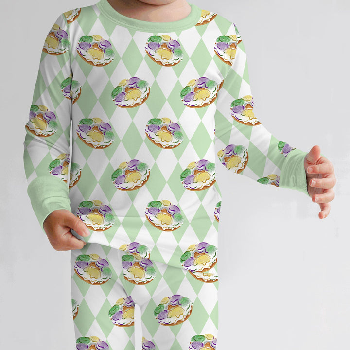 Mardi Gras Donut Two Piece Long Sleeve Pajama Set
