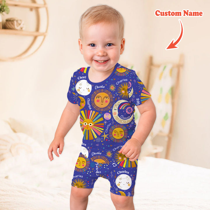 Zweiteiliges Pyjama-Set mit kurzen Ärmeln und Shorts im Sommer-Design